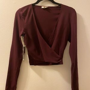 Wilfred Free (Aritzia) faux wrap crop top